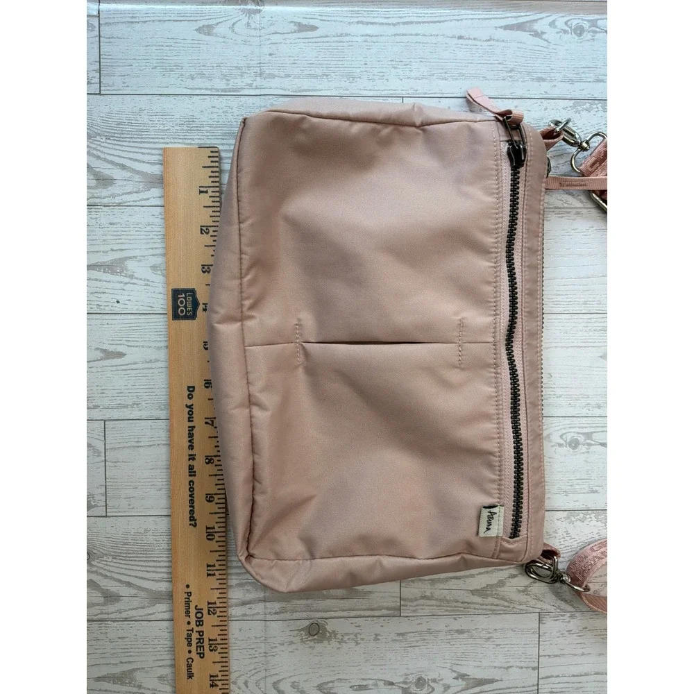 Aruna Mauve Pink Nylon Crossbody Bag Logo Strap Gorpcore Travel Utility